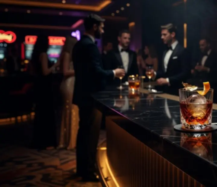 Cocktails et ambiance nocturne élégante dans un casino de luxe