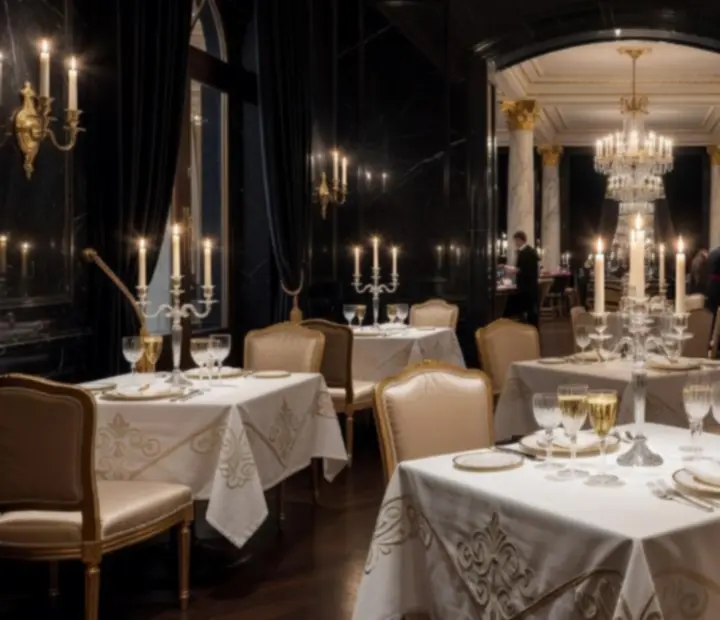 Salle de dîner privé élégante au sein d'un restaurant de casino de luxe.