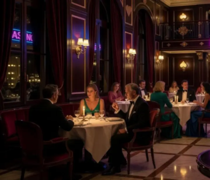 Ambiance nocturne dans un restaurant de casino