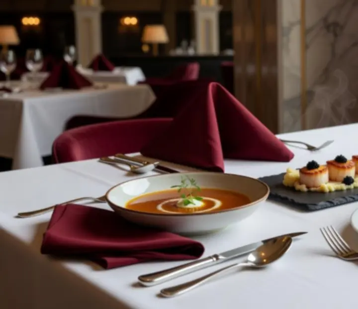 Assiettes de menu dégustation français raffinées