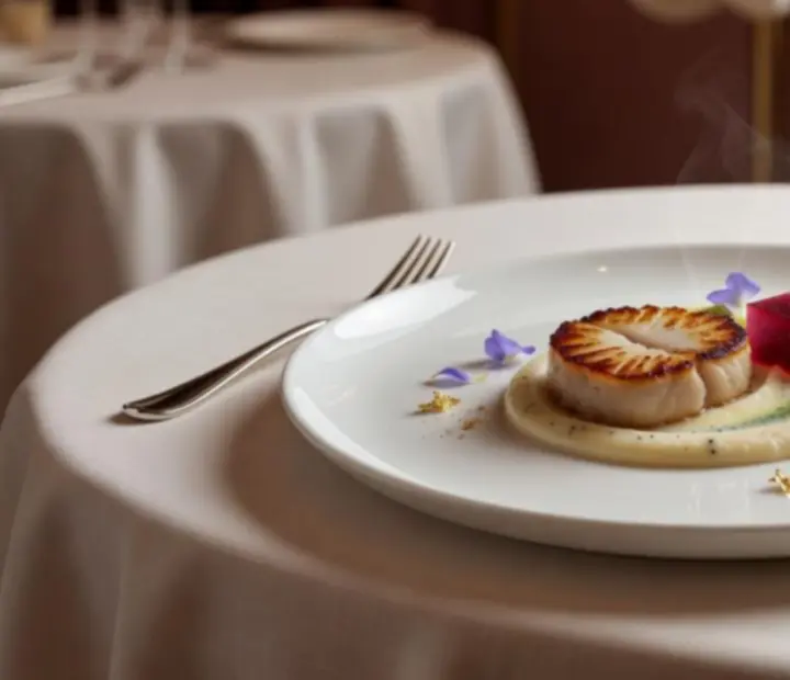 Assiette gastronomique artistique, spécialité du chef